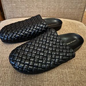 Loeffler Randall Black Leather Slides NWOT